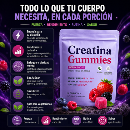 Creatina Gummies             Tu fuerza. Tu rutina. Tu mejor versión.   BRUDORA®